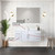 Lexora LVG48SM311 Geneva 48 in. W Glossy White Wall Mount Bath Vanity Cabinet, Cultured Marble Top, Faucet Set, and 48 in. LED Mirror