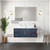 Lexora Geneva 48 in. W Navy Blue Wall Mount Bath Vanity Cabinet, Cultured Marble Top, Faucet Set, and 48 in. LED Mirror