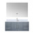 Lexora Geneva 48 in. W Dark Grey Wall Mount Bath Vanity Cabinet, White Quartz Top, Faucet Set, and 48 in. LED Mirror