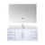 Lexora LVG48SM211 Geneva 48 in. W Glossy White Wall Mount Bath Vanity Cabinet, White Quartz Top, Faucet Set, and 48 in. LED Mirror