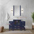 Lexora Volez 48 inch W Navy Blue Vanity Cabinet with Side Cabinets, and White Ceramic Top