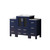 Lexora Volez 48 inch W Navy Blue Vanity Cabinet with Side Cabinets, and White Ceramic Top