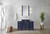 Lexora Volez 48 inch W Navy Blue Vanity Cabinet with Side Cabinet, White Ceramic Top, and Faucet Set