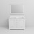 Lexora Dukes 48 in. W White Double Sink Vanity Cabinet, Carrara Marble Top, and 46 in. Mirror