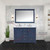 Lexora Dukes 48 in. W Navy Blue Double Sink Vanity Cabinet, Carrara Marble Top, and 46 in. Mirror