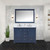 Lexora Dukes 48 in. W Navy Blue Double Sink Vanity Cabinet, Carrara Marble Top, and 46 in. Mirror