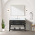 Lexora LVN48SJ101 Norwalk 48 inch W Black Oak Vanity Cabinet, Carrara Marble Top, and Faucet Set