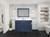 Lexora Dukes 48 in. W Navy Blue Vanity Cabinet, Cultured Marble Top, Faucet Set, and 46 in. Mirror