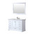 Lexora  LVD48SA311 Dukes 48 in. W x 22 in. D White Single Bath Vanity, Cultured Marble Top, Faucet Set, and 46 in. Mirror