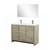 Lexora LVLF48DRA313 Lafarre 48 inch W x 20 in D Rustic Acacia Double Sink Vanity Cabinet, Cultured Marble Top, Gun Metal Faucet Set and 43 in Mirror