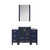 Lexora Volez 48 inch W Navy Blue Bath Vanity Cabinet with Side Cabinets, White Ceramic Top, and 22 in Mirror