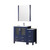 Lexora Volez 48 inch W Navy Blue Vanity Cabinet with Side Cabinet, White Ceramic Top, and 34 in Mirror