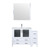 Lexora LVV48S36A611 Volez 48 inch W White Vanity Cabinet with Side Cabinet, White Ceramic Top, and 34 in Mirror