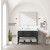 Lexora LVN48SJ111 Norwalk 48 inch W Black Oak Vanity Cabinet, Carrara Marble Top, Faucet Set, and 46 in Mirror
