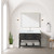 Lexora Norwalk 48 inch W Black Oak Vanity Cabinet, Carrara Marble Top, Faucet Set, and 46 in Mirror