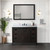 Lexora Marsyas 48 inch W Brown Bath Vanity Cabinet, Cultured Marble Countertop, Faucet Set and 44 in Mirror