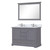 Lexora  LVD48DB311 Dukes 48 in. W x 22 in. D Dark Grey Double Bath Vanity, Cultured Marble Top, Faucet Set, 46 in. Mirror