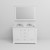 Lexora Dukes 48 in. W White Double Sink Vanity Cabinet, White Quartz Top, Faucet Set, 46 in. Mirror
