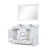 Lexora Dukes 48 in. W White Double Sink Vanity Cabinet, Cultured Marble Top, Faucet Set, 46 in. Mirror
