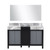 Lexora LZ342255SLISM53 Zilara 55 inch W Black and Grey Double Sink Vanity Cabinet, Castle Grey Marble Top and 53 in Mirror