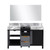 Lexora LZ342255SLISM53 Zilara 55 inch W Black and Grey Double Sink Vanity Cabinet, Castle Grey Marble Top and 53 in Mirror
