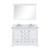 Lexora LD342248DADSM46F Dukes 48 in. W White Double Sink Vanity Cabinet, Carrara Marble Top, Faucet Set, and 46 in. Mirror