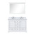 Lexora Dukes 48 in. W White Double Sink Vanity Cabinet, Carrara Marble Top, Faucet Set, and 46 in. Mirror