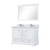 Lexora Dukes 48 in. W White Double Sink Vanity Cabinet, Carrara Marble Top, Faucet Set, and 46 in. Mirror