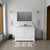Lexora LD342248DADSM46F Dukes 48 in. W White Double Sink Vanity Cabinet, Carrara Marble Top, Faucet Set, and 46 in. Mirror