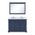 Lexora Dukes 48 in. W Navy Blue Double Sink Vanity Cabinet, Carrara Marble Top, Faucet Set, and 46 in. Mirror