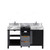 Lexora Zilara 55 inch W Black and Grey Double Sink Vanity Cabinet, Castle Grey Marble Top and Chrome Faucet Set
