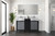 Lexora Zilara 55 inch W Black and Grey Double Sink Vanity Cabinet, Castle Grey Marble Top and Chrome Faucet Set