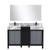 Lexora Zilara 55 inch W Black and Grey Double Sink Vanity Cabinet, Castle Grey Marble Top, Matte Black Faucet Set and 53 in Mirror