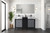 Lexora LZ342255SLISM53FCM Zilara 55 inch W Black and Grey Double Sink Vanity Cabinet, Castle Grey Marble Top, Matte Black Faucet Set and 53 in Mirror