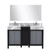 Lexora LZ342255SLISM53FMC Zilara 55 inch W Black and Grey Double Sink Vanity Cabinet, Castle Grey Marble Top, Chrome Faucet Set and 53 in Mirror