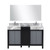Lexora Zilara 55 inch W Black and Grey Double Sink Vanity Cabinet, Castle Grey Marble Top, Chrome Faucet Set and 53 in Mirror