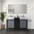 Lexora Zilara 55 inch W Black and Grey Double Sink Vanity Cabinet, Castle Grey Marble Top, Chrome Faucet Set and 53 in Mirror