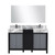 Lexora LZ342255SLISM53FBG Zilara 55 inch W Black and Grey Double Sink Vanity Cabinet, Castle Grey Marble Top, Gun Metal Faucet Set and 53 in Mirror
