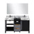 Lexora Zilara 55 inch W Black and Grey Double Sink Vanity Cabinet, Castle Grey Marble Top, Gun Metal Faucet Set and 53 in Mirror