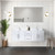 Lexora Geneva 60 in. W Glossy White Wall Mount Double Sink Vanity Cabinet and White Quartz Top
