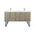 Lexora Lancy 60 inch W x 20 in D Rustic Acacia Double Sink Vanity Cabinet, White Quartz Top and Rose Gold Faucet Set