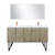 Lexora Lancy 60 inch W x 20 in D Rustic Acacia Double Sink Vanity Cabinet, White Quartz Top, Chrome Faucet Set and 55 in Mirror
