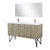 Lexora LLC60DKSOSM55FRG Lancy 60 inch W x 20 in D Rustic Acacia Double Sink Vanity Cabinet, White Quartz Top, Chrome Faucet Set and 55 in Mirror