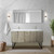 Lexora LLC60DKSOSM55FBN Lancy 60 inch W x 20 in D Rustic Acacia Double Sink Vanity Cabinet, White Quartz Top, Brushed Nickel Faucet Set and 55 in Mirror