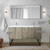 Lexora Lancy 60 inch W x 20 in D Rustic Acacia Double Sink Vanity Cabinet, Cultured Marble Top, Brushed Nickel Faucet Set and 55 in Mirror