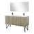 Lexora Lancy 60 inch W x 20 in D Rustic Acacia Double Sink Vanity Cabinet, Cultured Marble Top, Gun Metal Faucet Set and 55 in Mirror