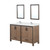 Lexora LVZV60DN210 Ziva 60 inch W Rustic Barnwood Double Sink Vanity Cabinet, White Quartz Top and 22 in Mirrors