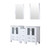 Lexora Volez 60 inch W White Double Sink Vanity Cabinet with Side Cabinet, White Ceramic Top, and 22 in Mirrors