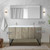 Lexora LLC60DKSOSM55 Lancy 60 inch W x 20 in D Rustic Acacia Double Sink Vanity Cabinet, White Quartz Top and 55 in Mirror