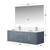 Lexora LVG60DB211 Geneva 60 in. W Dark Grey Wall Mount Double Sink Vanity Cabinet, White Quartz Top, Faucet Set, and 60 in. LED Mirror